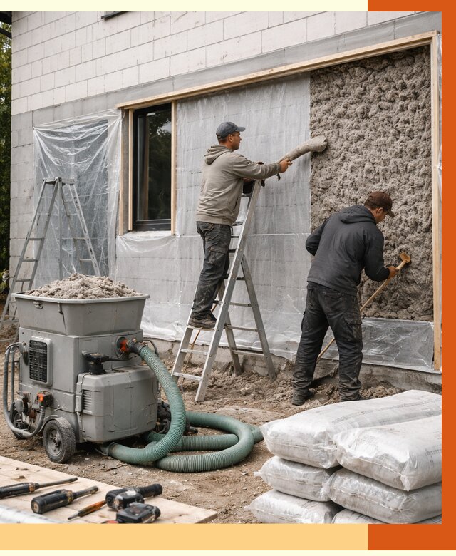 Утепление дома из газобетона эковатой в Новокубанске от 4679 руб./м2 | ТепломастерНкб