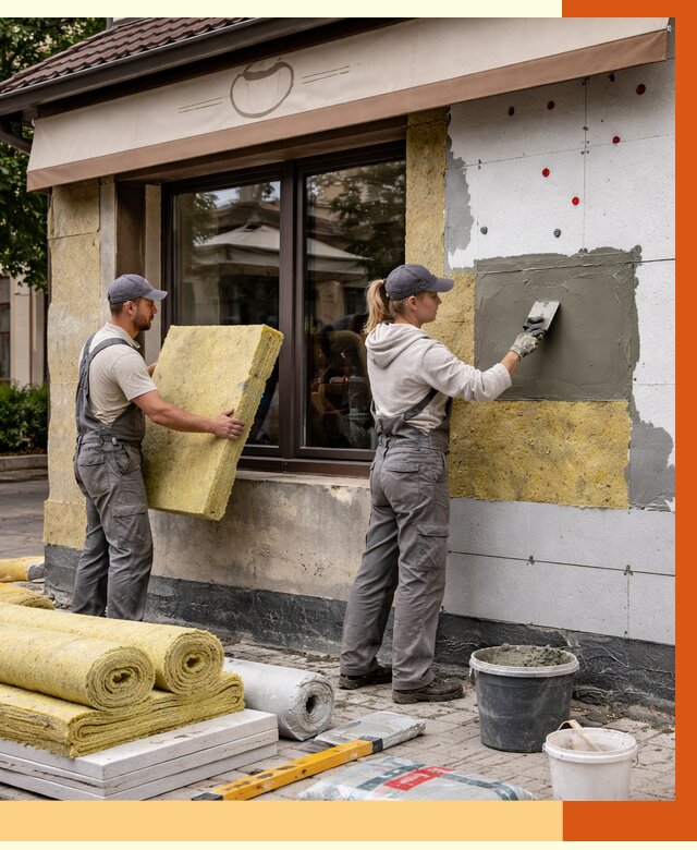 Утепление кафе в Новокубанске от 4367 руб/м2 — комплексно под ключ | ТепломастерНкб