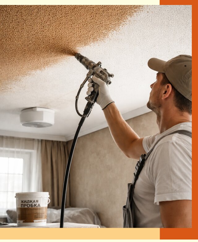 Утепление потолка жидкой пробкой в Новокубанске от 3639 руб. | ТепломастерНкб